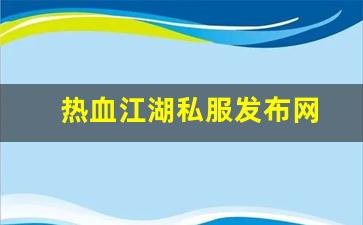 热血江湖私服发布网(热血江湖私发网6000) (3)